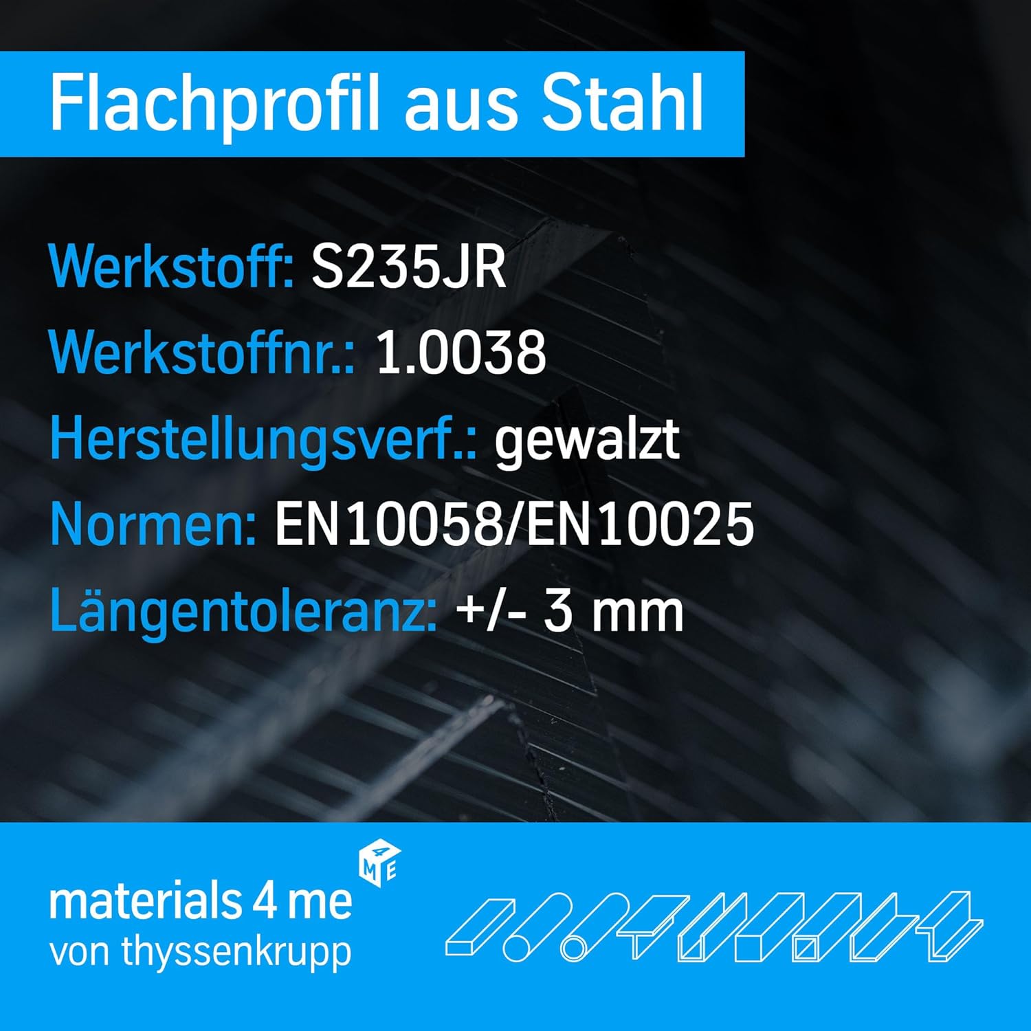 Steel Profile - S235JR Flat Iron - Flat Steel for Construction & Assembly - Flat Profile Steel 30 x 15 mm in 1000 mm Length