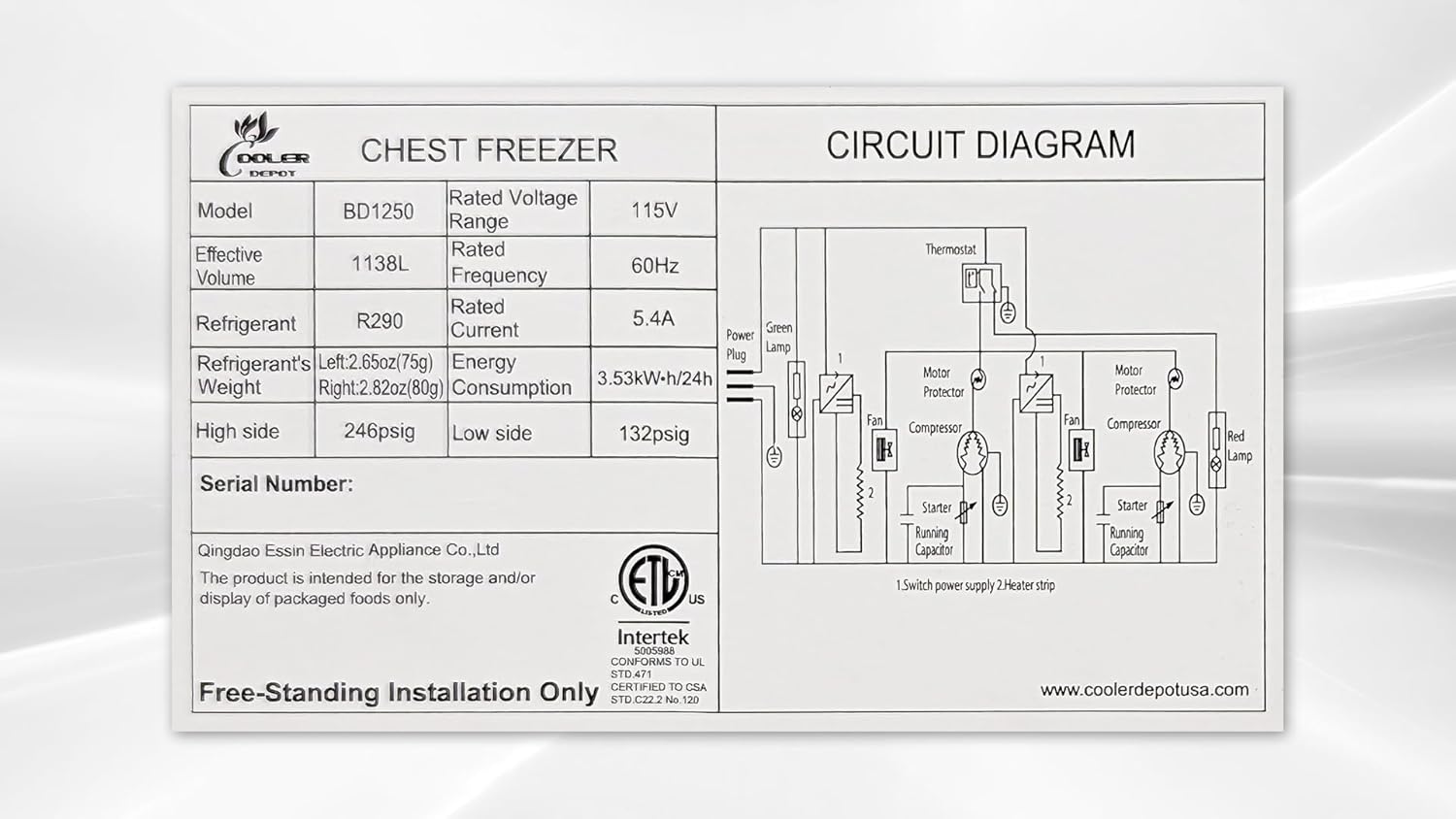 Commercial Freezer Chest freezer 42 Cu.Ft NSF Restaurant 105" White Solid 3 door Flat Top w/Storage Baskets BD1250