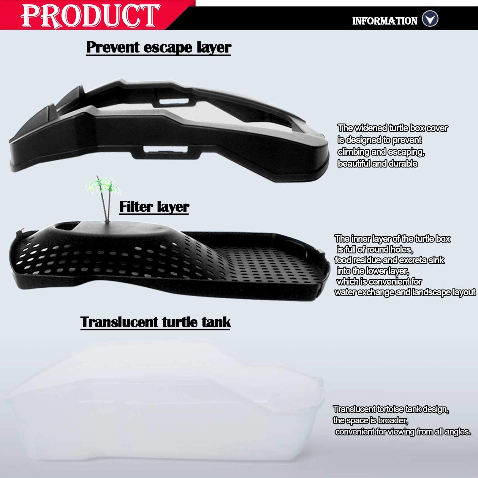 PINVNBY Large Plastic Turtle Tank Reptile Habitat Turtles Topper