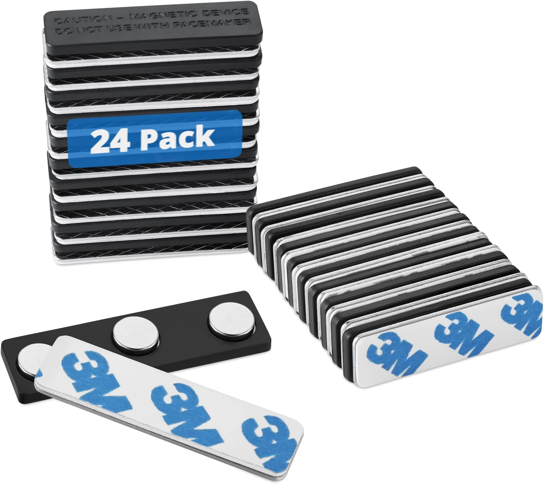 Mifflin-USA - Name Tag Magnets - 24 Pack, 1.75 x 0.5 Inches - Premium ID Badge Holder with 3 Extra Strong Neodymium Magnets