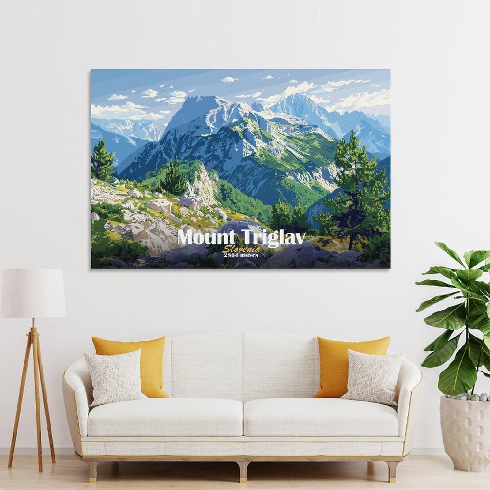 Junmoney Mount Triglav, Slovenia Canvas Wall Decor, 16x24inch(40x60cm), for Home Lounge, Bedroom Or Reading Nook, Modern Wall Decor for Cosy Interiors