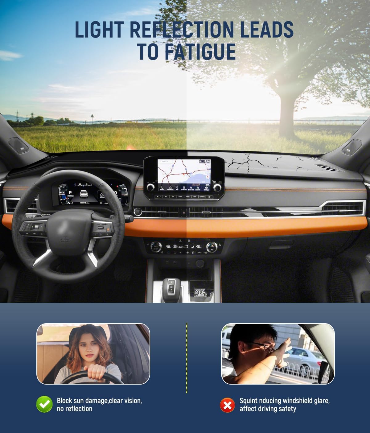 BIBLOZ Dash Cover for Mitsubishi Outlander ES/SE/SEL/PHEV 2022-2025 2026 Accessories Black Flannel Dashboard Cover Mat Car Dashboard UV Sun (Not for Outlander Sport)