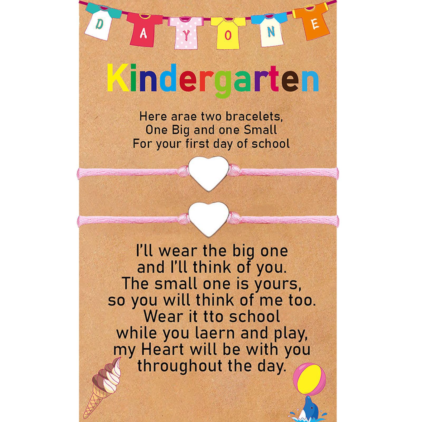 72ore2Pcs Back to School Bracelets Mommy and Me Bracelets Cute Heart Bracelet First Day of School Bracelets String Bracelets Jewelry Gift for Girls