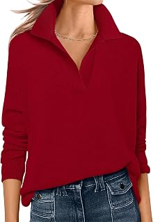 ANRABESS Women Polo V Neck Lightweight Fall Sweaters | Long Sleeve Collared Lapel Pullover，Basic Knit Business Casual Work Office Top，2026 Fall Fashion Outfits，Dressy Cute Clothing