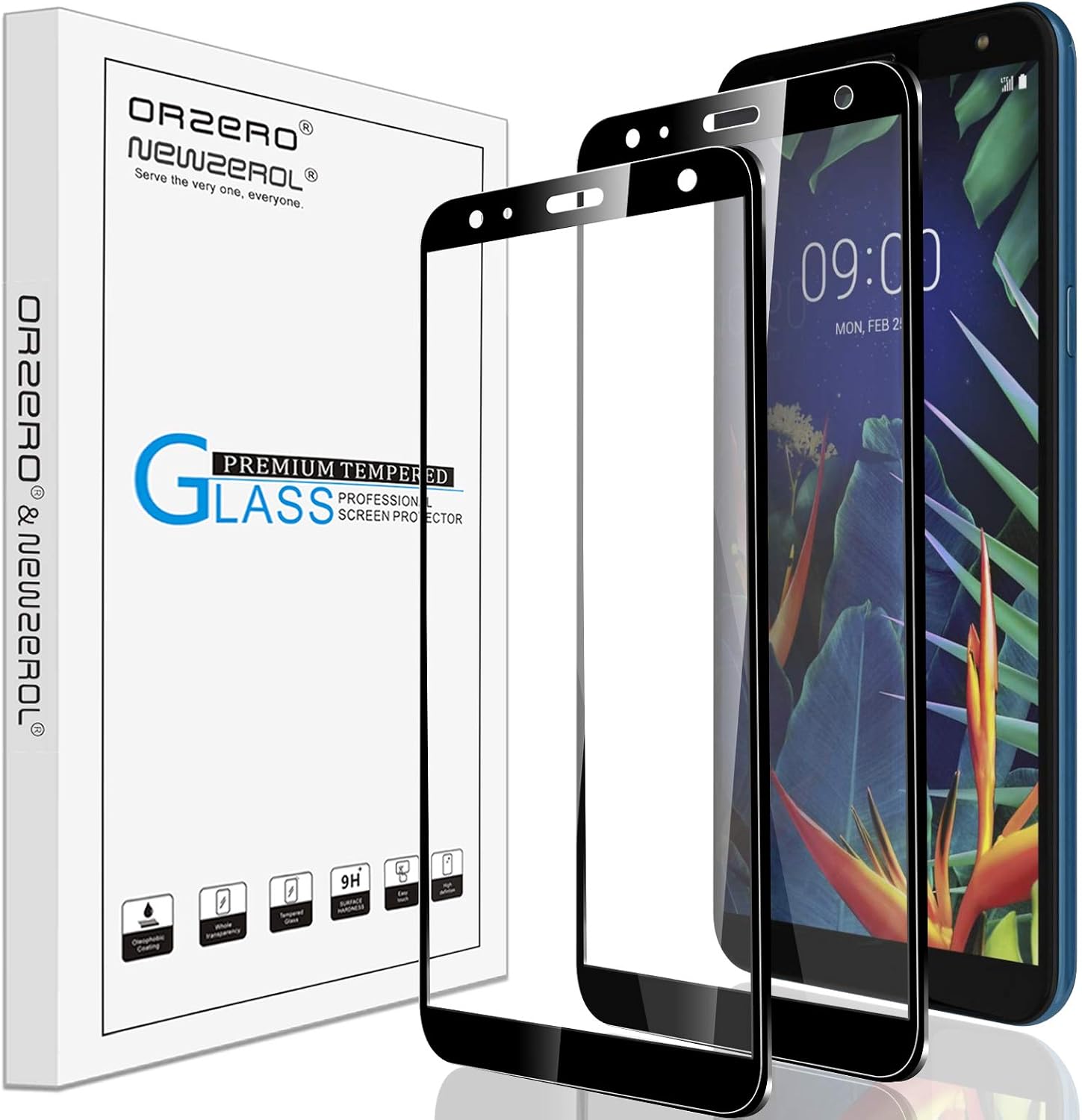 Orzero (2 Pack) Tempered Glass Screen Protector Compatible for LG K40 2019, LG K12+, K12 Plus, LG X4 2019, 9 Hardness HD Anti-Scratch Anti-Fingerprint Bubble-Free (Lifetime Replacement)