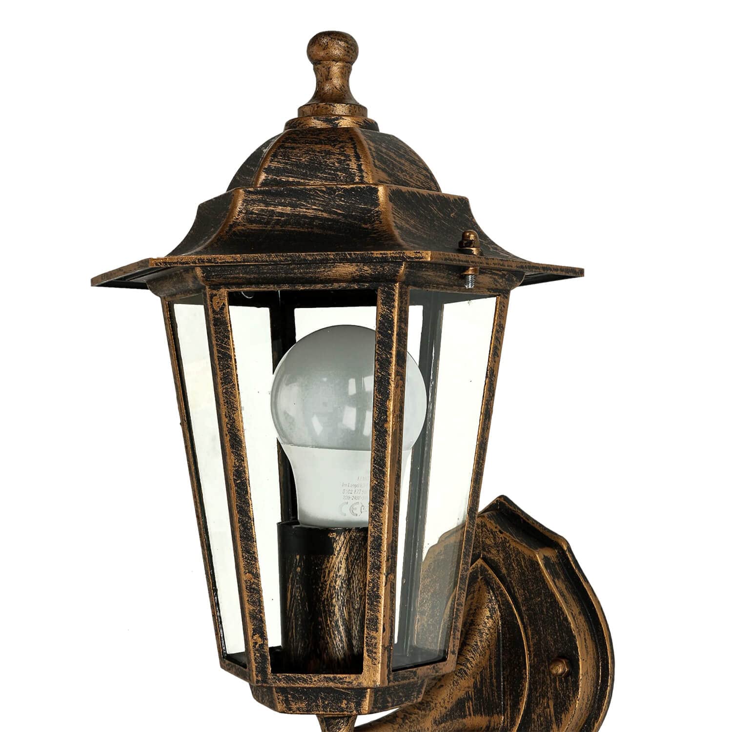 Licht-Erlebnisse Lampada da parete con braccio Paris stile retrò rame antico IP44 impermeabile in alluminio Applique per giardino cortile balcone viale di ingresso