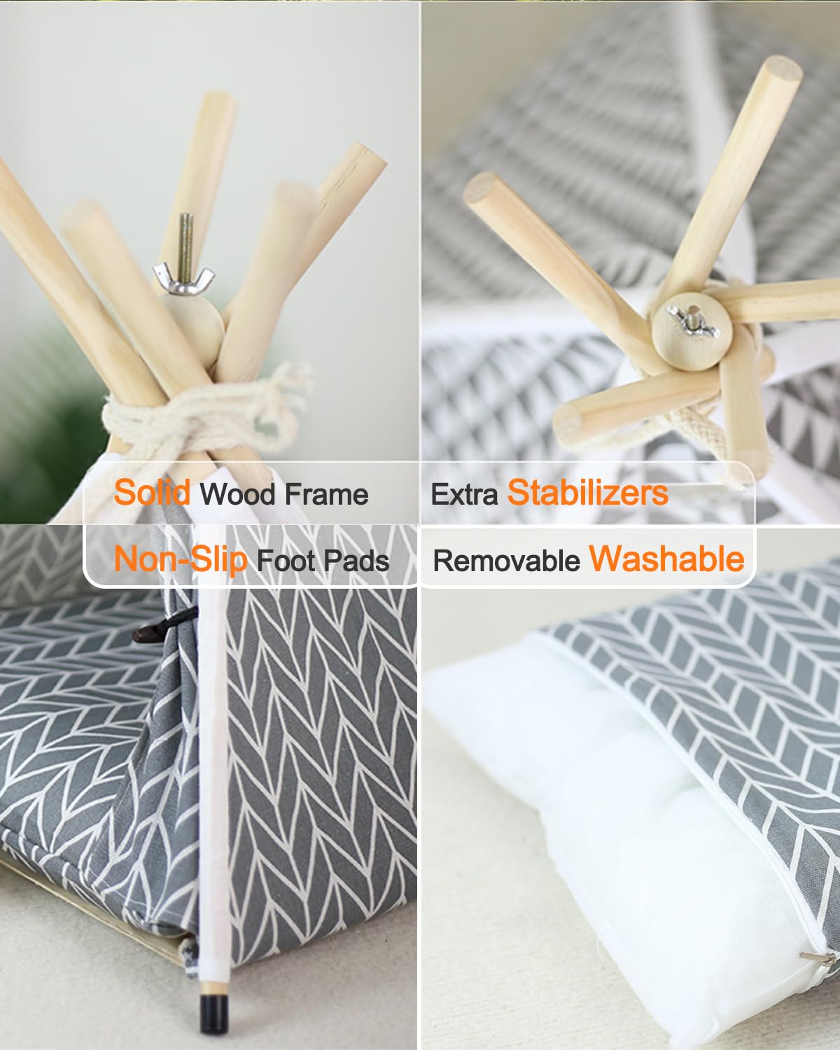 Tente tipi pour chat et chien, tente d'intérieur avec coussin, tente d'intérieur pour petits animaux de compagnie pour chiens et chats, cachette tipi confortable pour chiots, chatons et