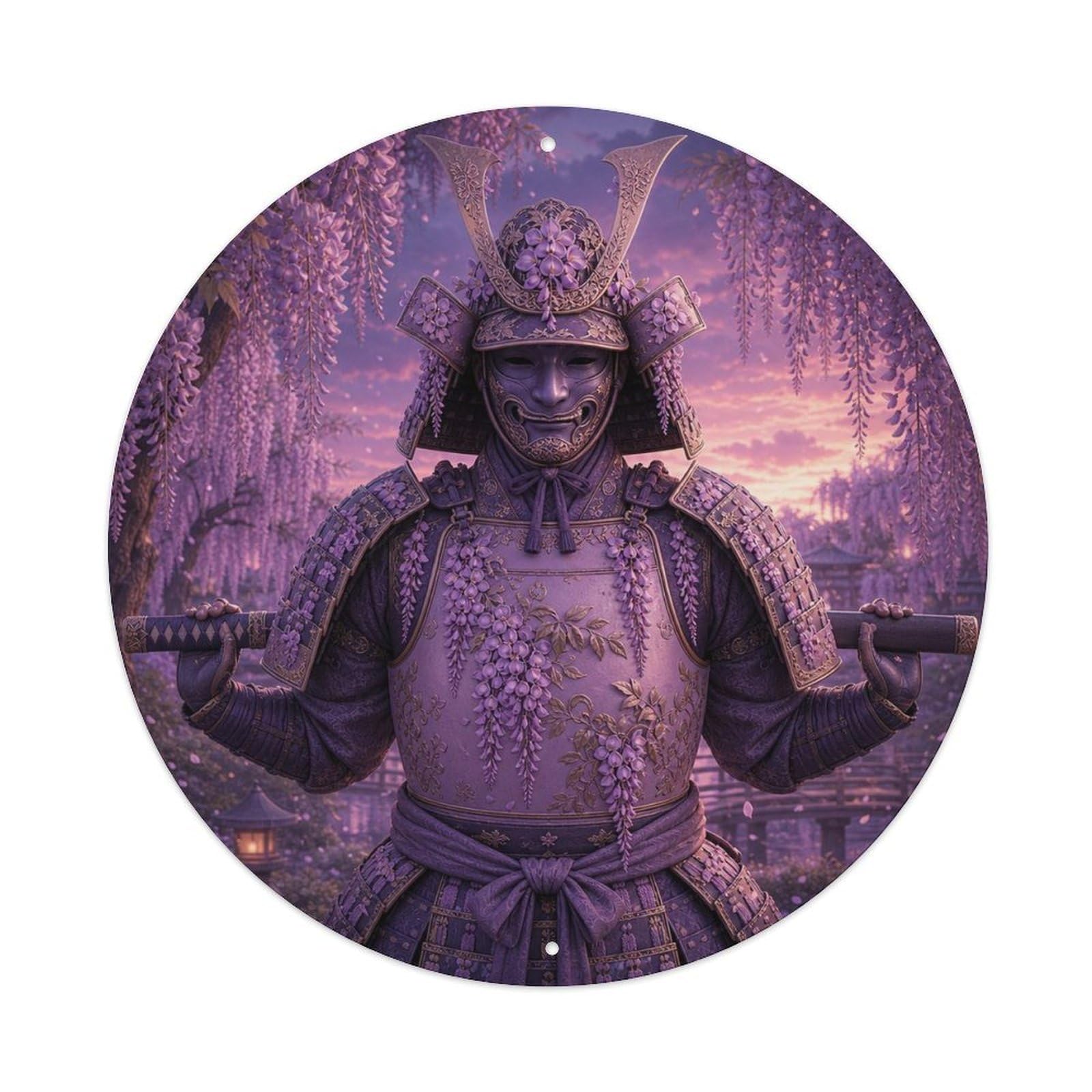 Okngb Style Night Blade Behind Lavender Dusk Back Rest Katana Badge Metal Tin Sign Plaque Wall Decor For Cafe, Man Cave, Club Bar, Office, Home Garden Round Metal Poster 8X8inch