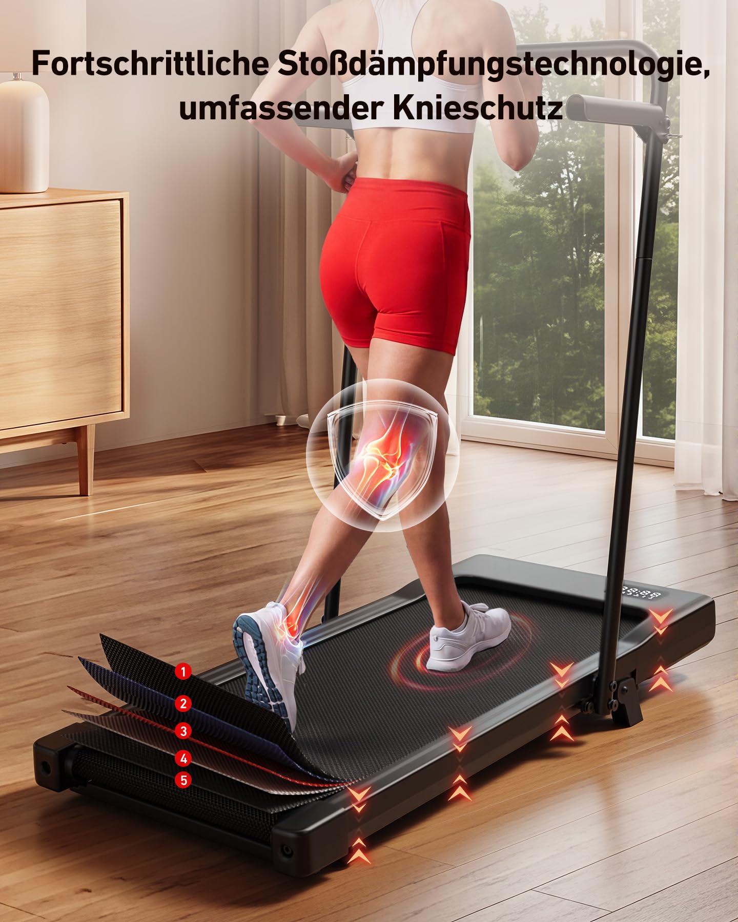 Superun Walking Pad mit Steigung 6%, Laufband für Zuhause mit App max 6km/h und 12km/h Version, Schreibtisch- Laufband bis 136 kg Belastbar mit Multiplayer-Rennen und Trainingskurse Erlebnis vor Ort