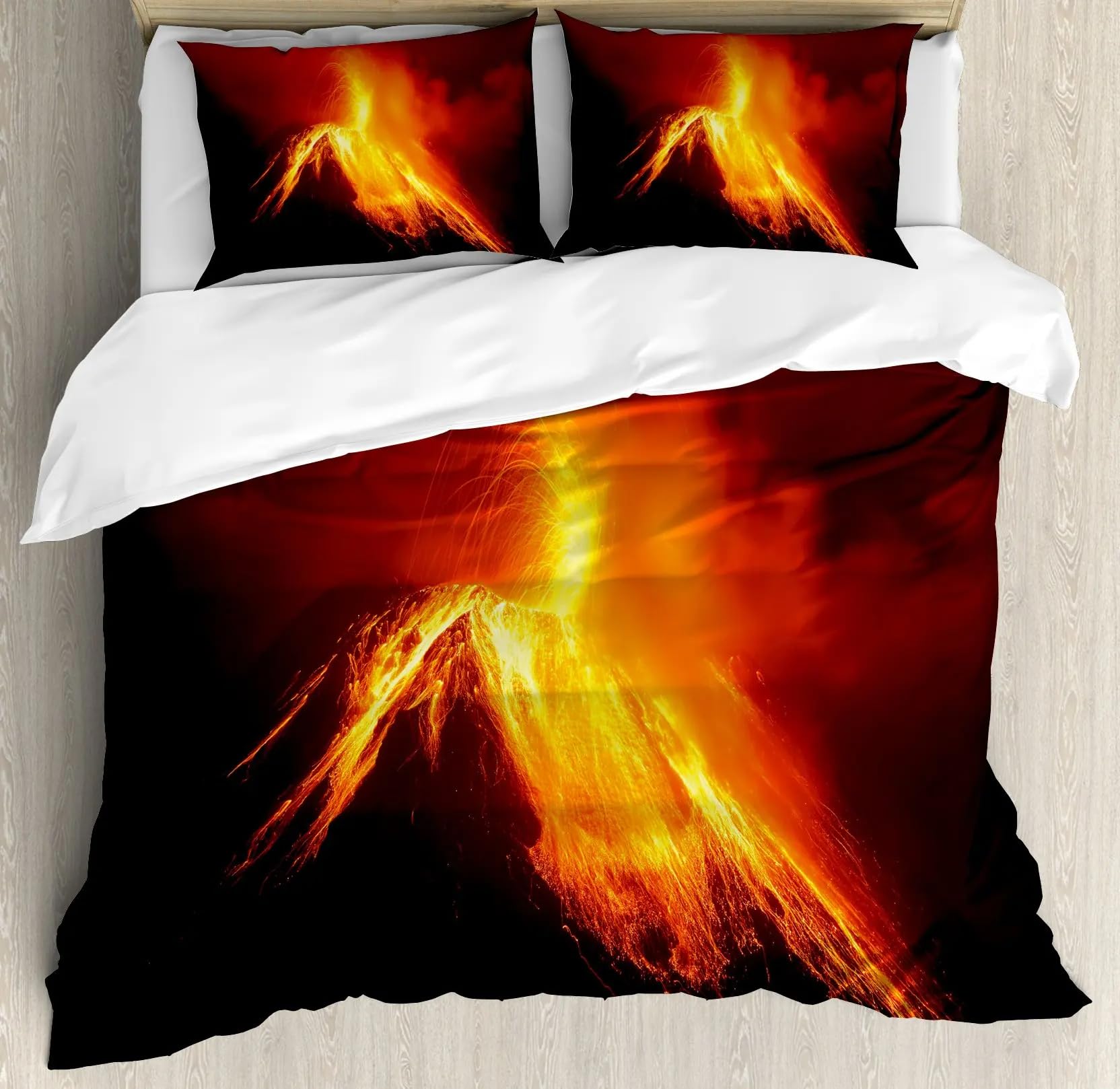 QBIDCSX Duvet Cover Double Volcano Bedding Sets Single Koala Duvet Cover 200x200cm with Zipper Closure, Hypoallergenic Quilt Cover with 2 Pillowcase for Boys Kids Girls