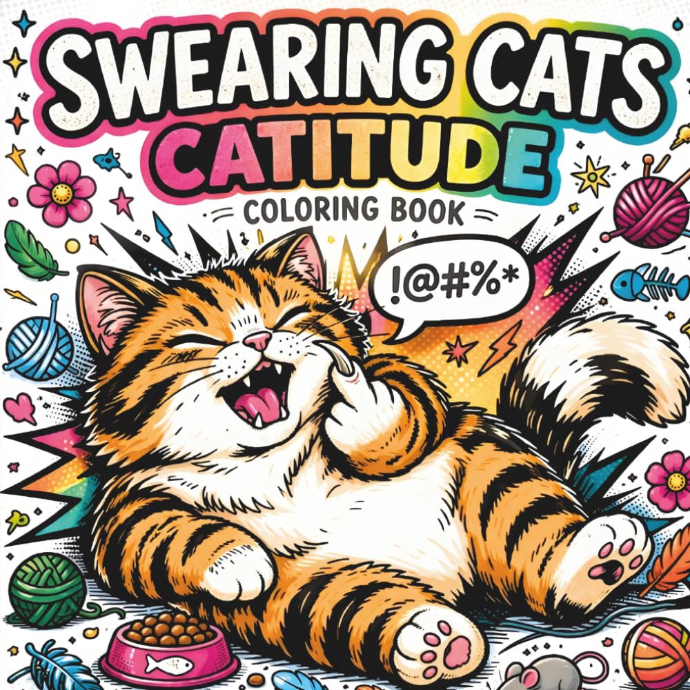 Swearing Cats Catitude: Coloring Book of Funny Kitty Memes and Sassy Feline pages with Bold Lines for Adults and teens Relaxation