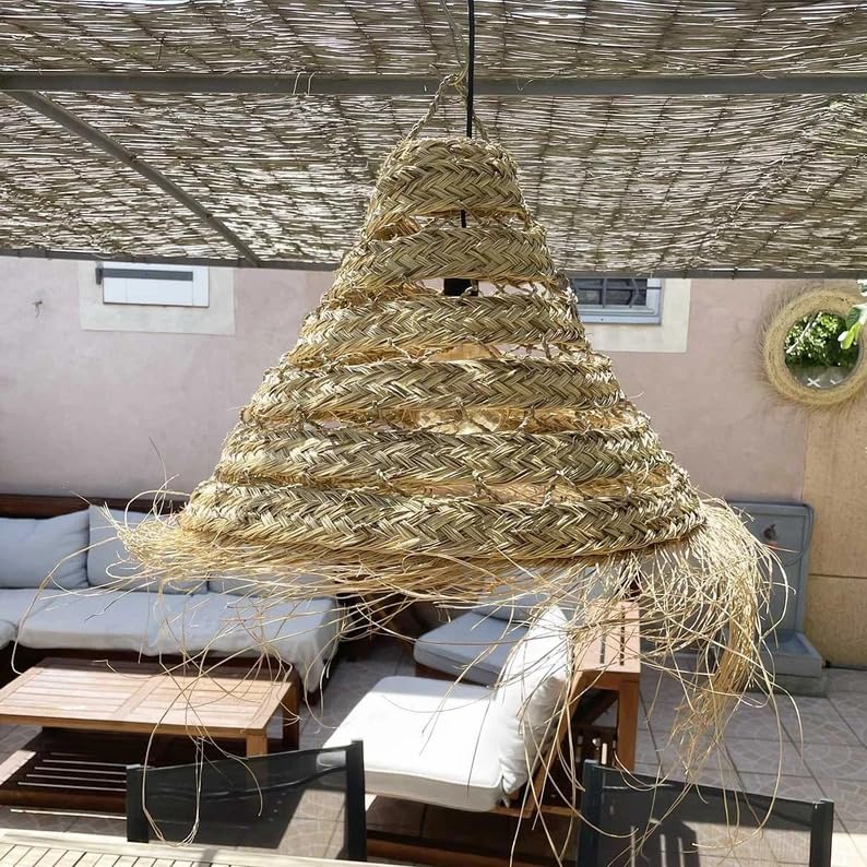 Lampadario a Sospensione in Rattan Naturale - Artigianato Marocchino Etnico Vimini Paglia 3003211010 | Leroy Merlin
