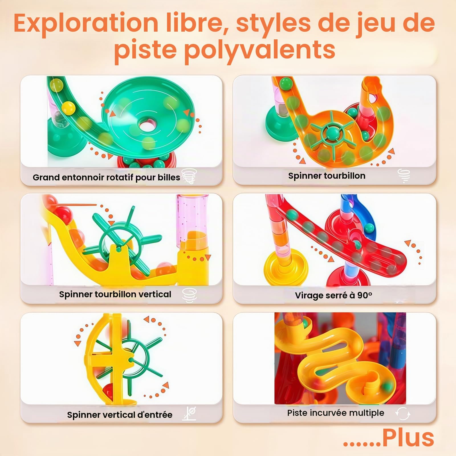 Circuit à billes, 232 pièces, à partir de 3 ans, jouet éducatif STEM, pour garçons et filles, anniversaire, Noël, vacances