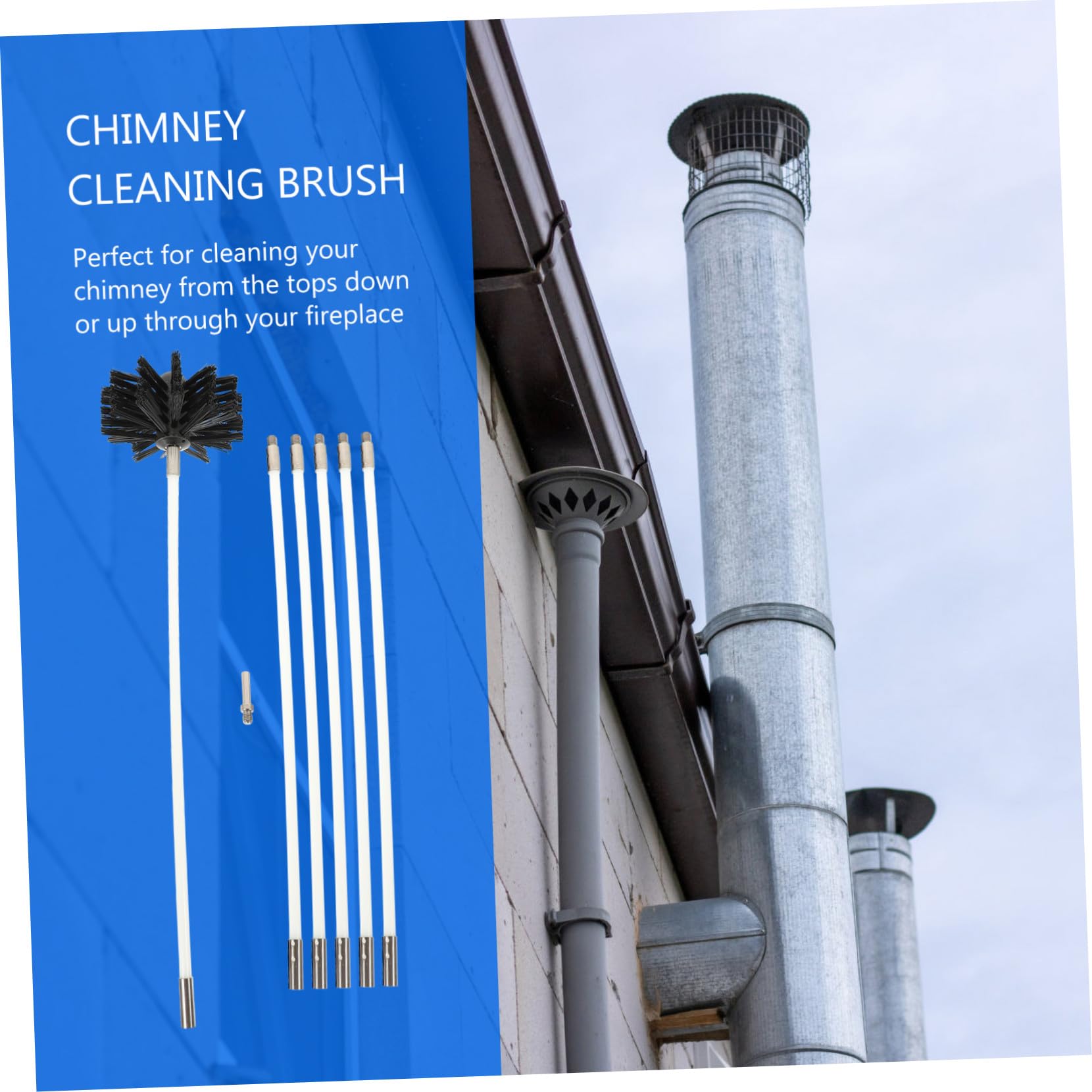 VALICLUD Spazzole Pulizia Canna Fumaria e Dryer Vent Kit Aste Resistenti con Punta Nylon per Tubi e Cucina Casa