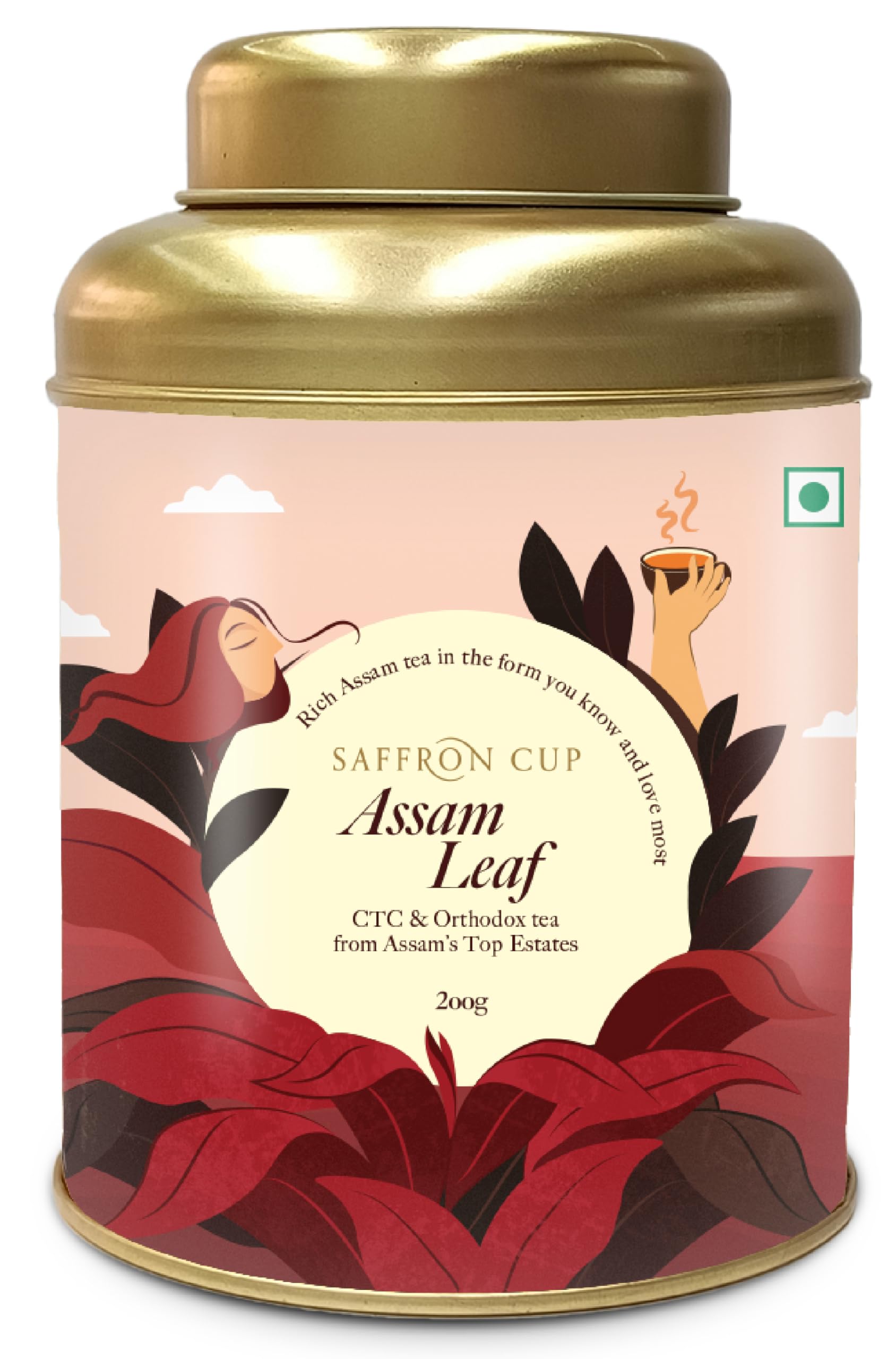 Assam Leaf CTC Leaf Tea – 200g | Robust & Full-Bodied Blend for Authentic Milk Chai | Rich Aroma, Strong Flavor & Premium Freshness (Airtight Double-Lid Tin)