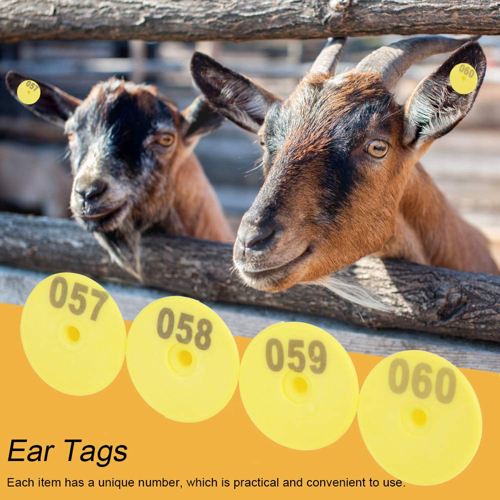 100 pezzi di maiale capra ovino bestiame marchi auricolari numero plastica animali marchio auricolare accessori animali da fattoria[Con parole]Medagliette identificative