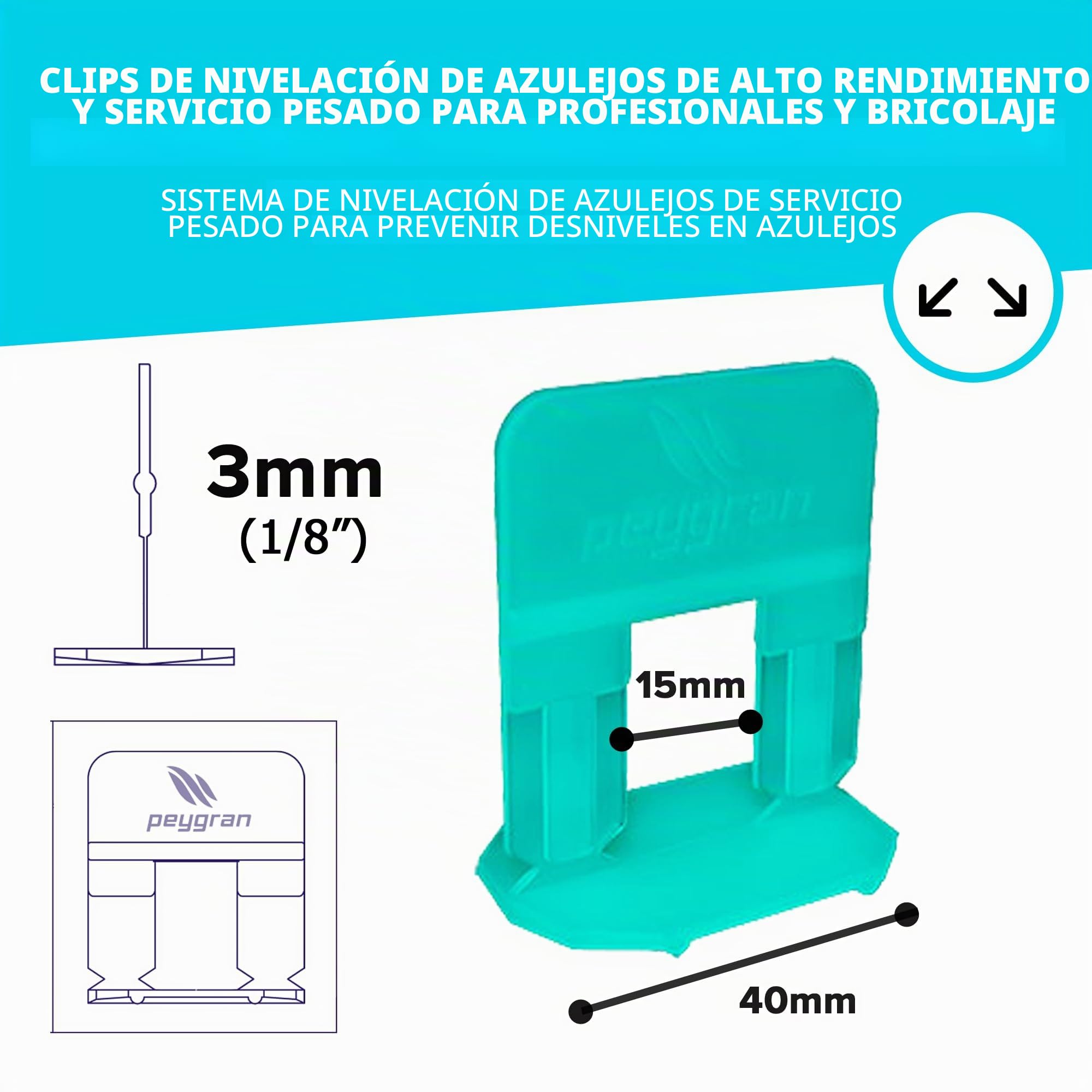 Sistema de nivelación Peygran, clips 3mm (500 unidades)