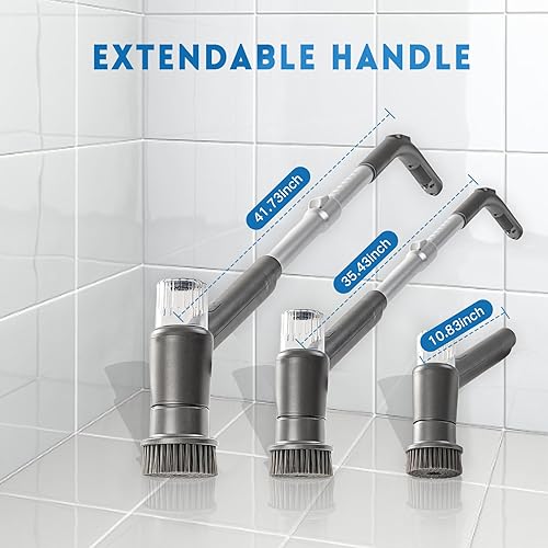 Miniatura 5 de Limpiador eléctrico giratorio, rociador con cepillo de limpieza inalámbrico de espuma, limpiador de ducha de 2 velocidades, cepillo de limpieza de
