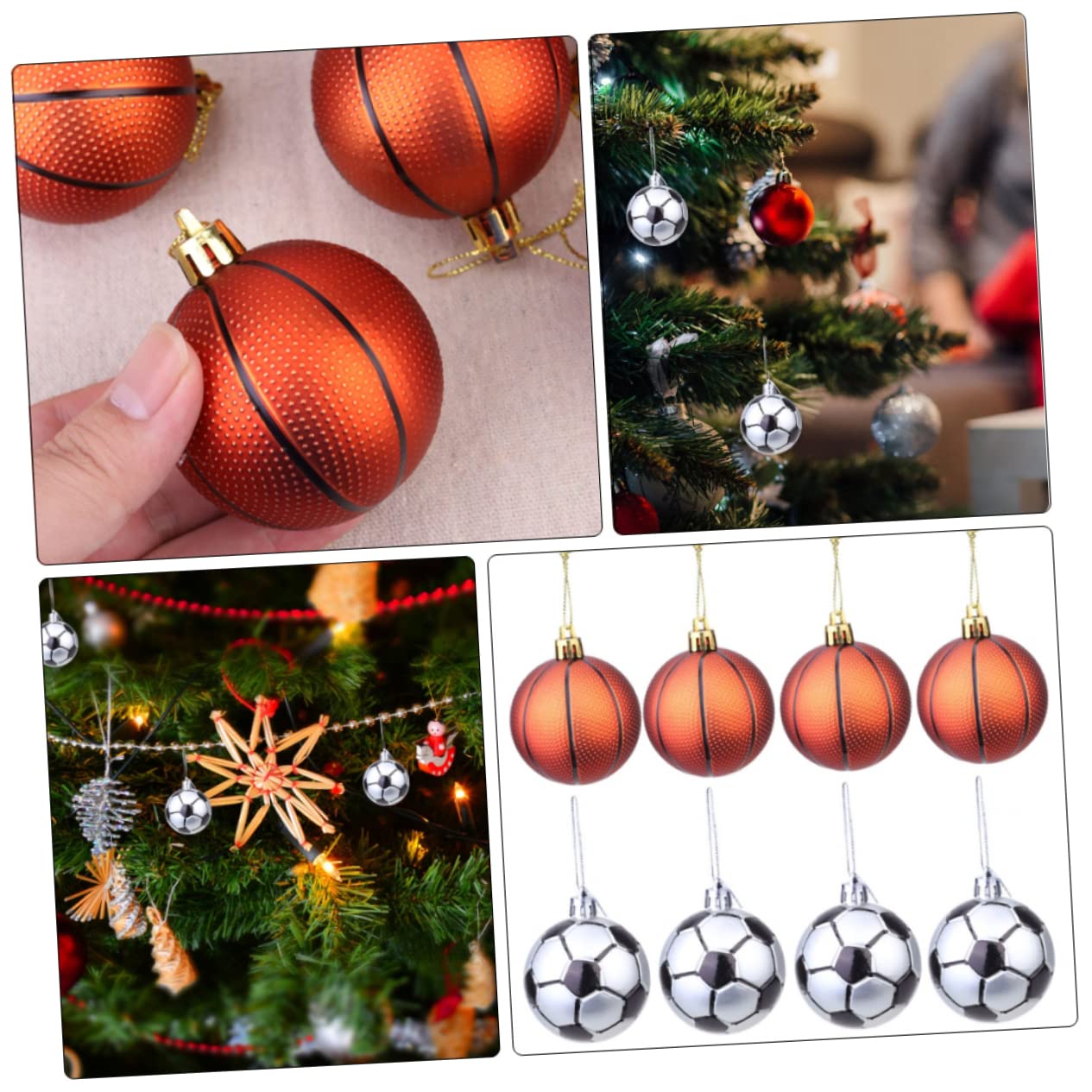 Alipis 3 Juegos De 12 Piezas De Bolas De Navidad Deportivas Adornos De Árbol Colgantes Adornos Navideños De Baloncesto Decoración Navideña Suministros Navideños Bolas Navideñas De