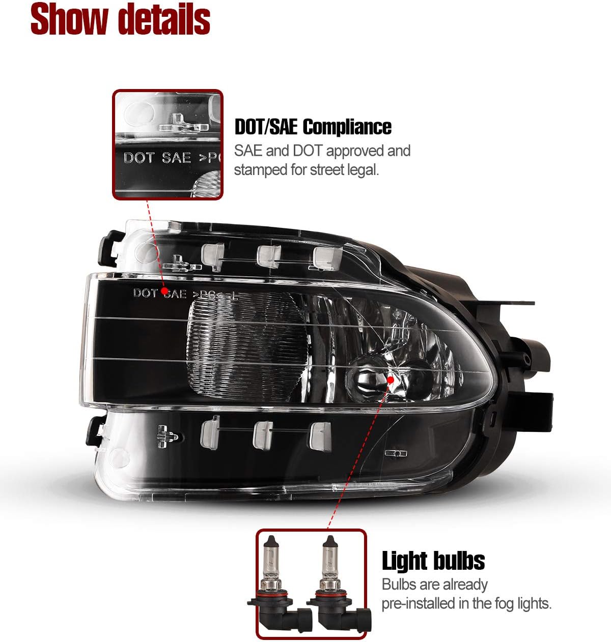 AUTOWIKI Fog Lights For 2006-2011 Lexus GS 300/350/430/450H/460 OEM Replacement Fog Lamps 2PCS With Clear Lens