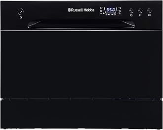 Russell Hobbs RHTTDW6B Freestanding Compact Dishwasher, Eco Mode, 6 Place_settings, Black, Noise Level: Decibels 52