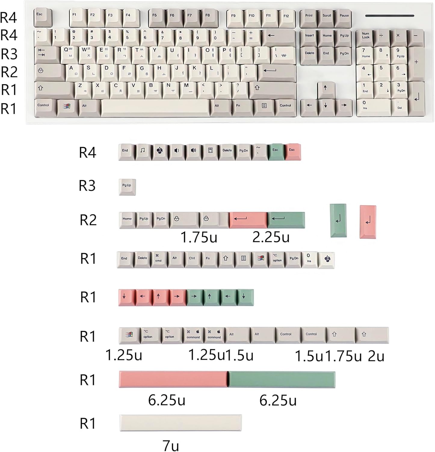 YMDK 160 Keys 9009 keycaps English Korean German QWERTZ Cherry Profile Dye Sub Top Print PBT Keycap for 61/68/87/98/104/108 Layout MX Mechanical Keyboard