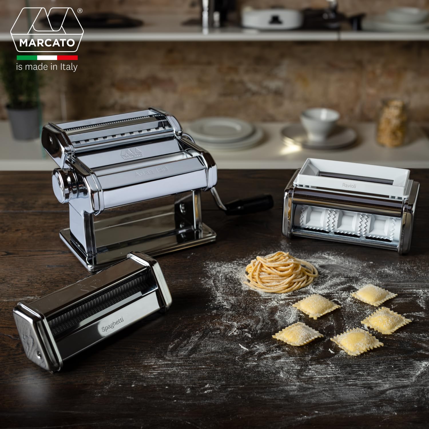 Marcato GS-PASTASET Macchina per Pasta Manuale Acciaio Cromato Argento