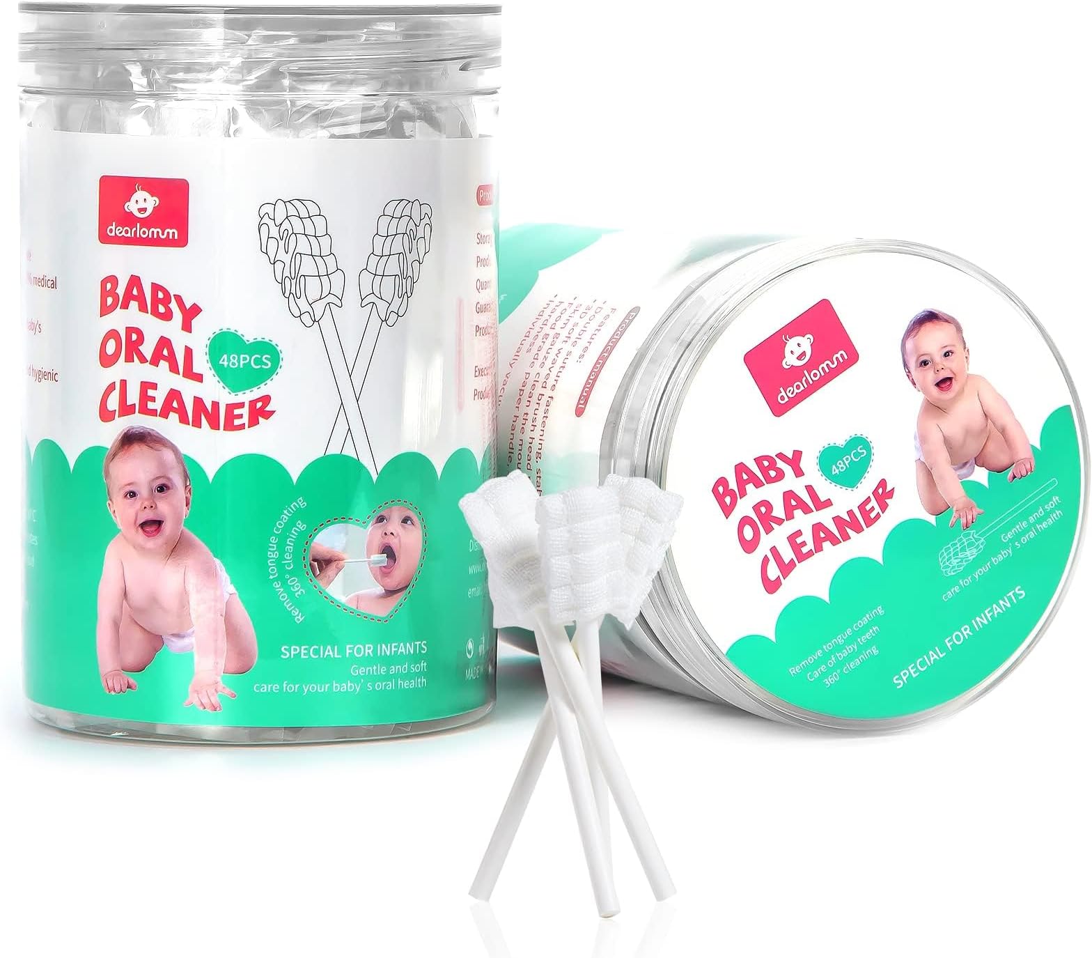 96 Count Baby Tongue Cleaner, Newborn Infant Toothbrush, 2 Jars