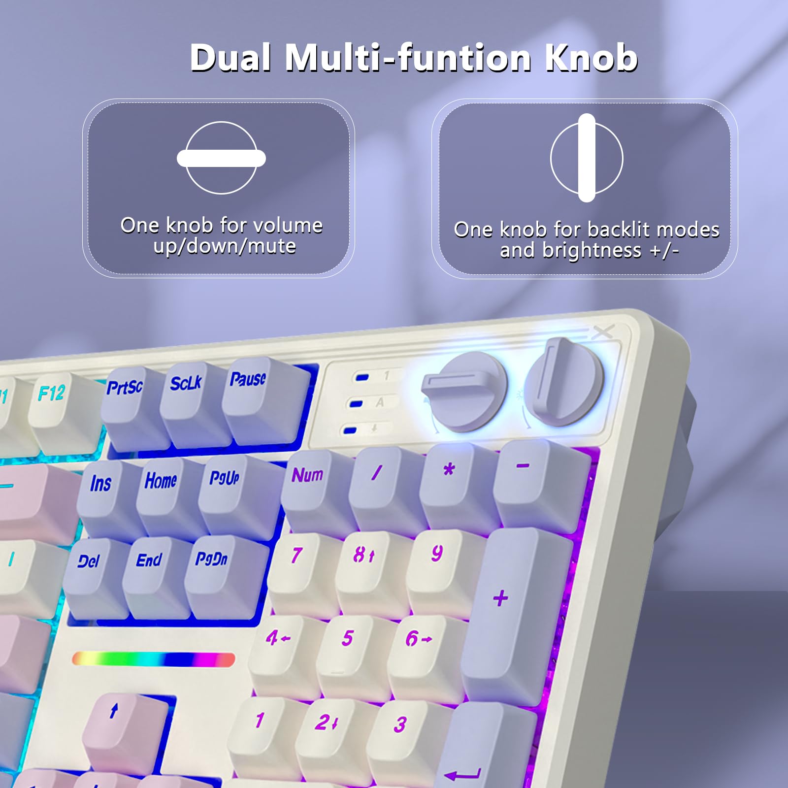 E-YOOSO Creamy Clavier mécanique filaire, structure d'étanchéité avec mousse amortissante sonore, rétroéclairage LED, remplaçable à chaud, commutateurs linéaires pré-lubrifiés, clavier de jeu