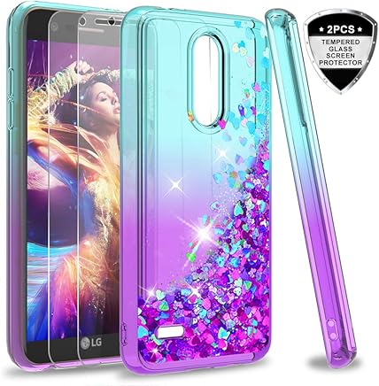 LeYi Funda LG K11 / K11 Plus / K10 2018 Silicona Purpurina Carcasa con
[2-Unidades Cristal Vidrio Templado],Transparente Cristal Bumper Fundas
Case Cover para Movil LG K11 / K11 Plus P?rpura/Azul : Carcasas y fundas