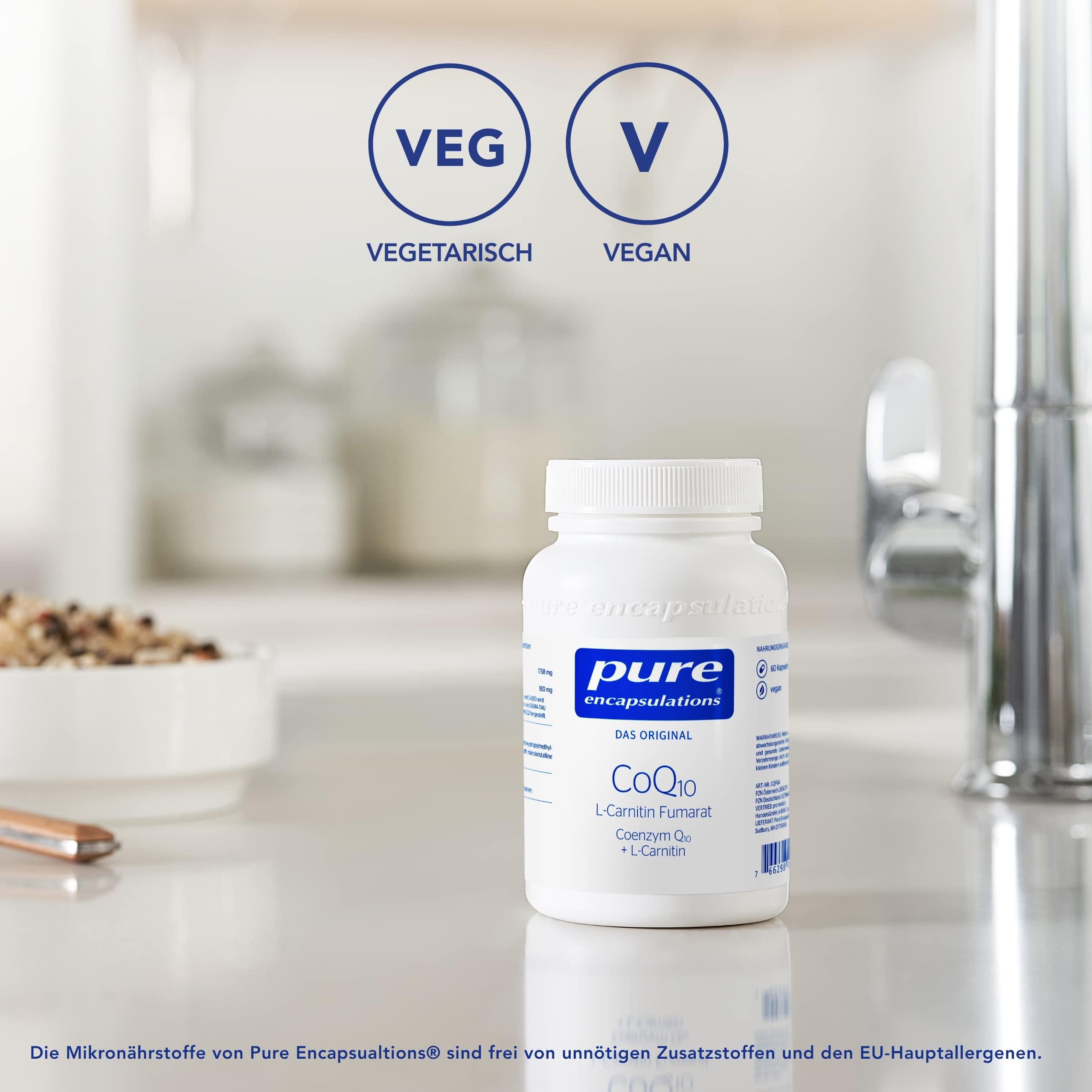 Pure Encapsulations - CoQ10 L-Carnitin Fumarat - Hohe Konzentration an Coenzym Q10 und L-Carnitin - Vegan - 60 Kapseln