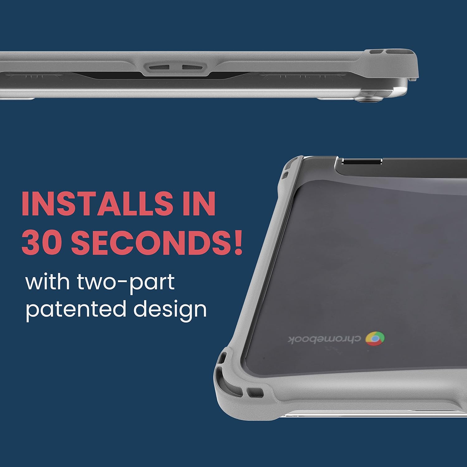 Brenthaven EXO Hard Shell Laptop Case Fits Lenovo 300e/500e Chromebook Gen 3 - Durable, Secure, Drop Tested and Reliable Device Protection for Kids, Students, School, Office or Personal Use - Gray