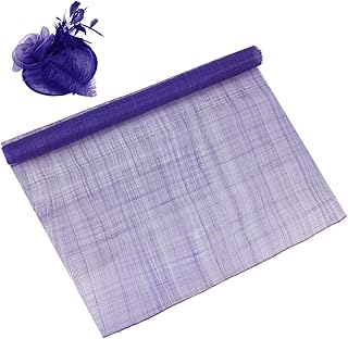 BENECREAT 1 Yards Sinamay Fabric, 19.7 inches Mesh Fabric for Hat Making, Veil Netting Mesh for Millinery, Bridal Headdress, Wedding Veil, Millinery Supplies, Dark Violet