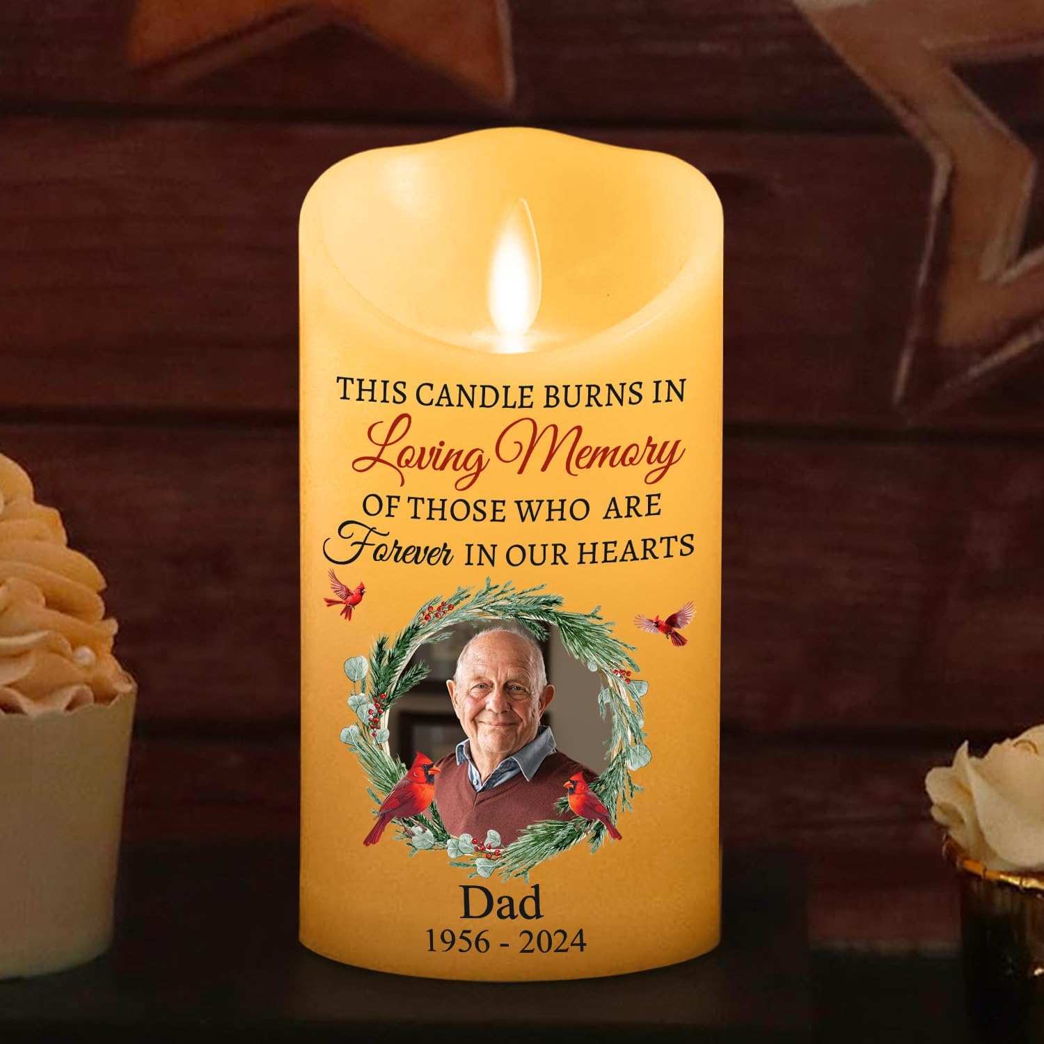 Wrappiness Personalized Memorial LED Candle - I Am Always with You, in Loving Memory Custom Photo, Sympathy Gifts for Loss of Loved Ones in Heaven, Mom Dad (A08)