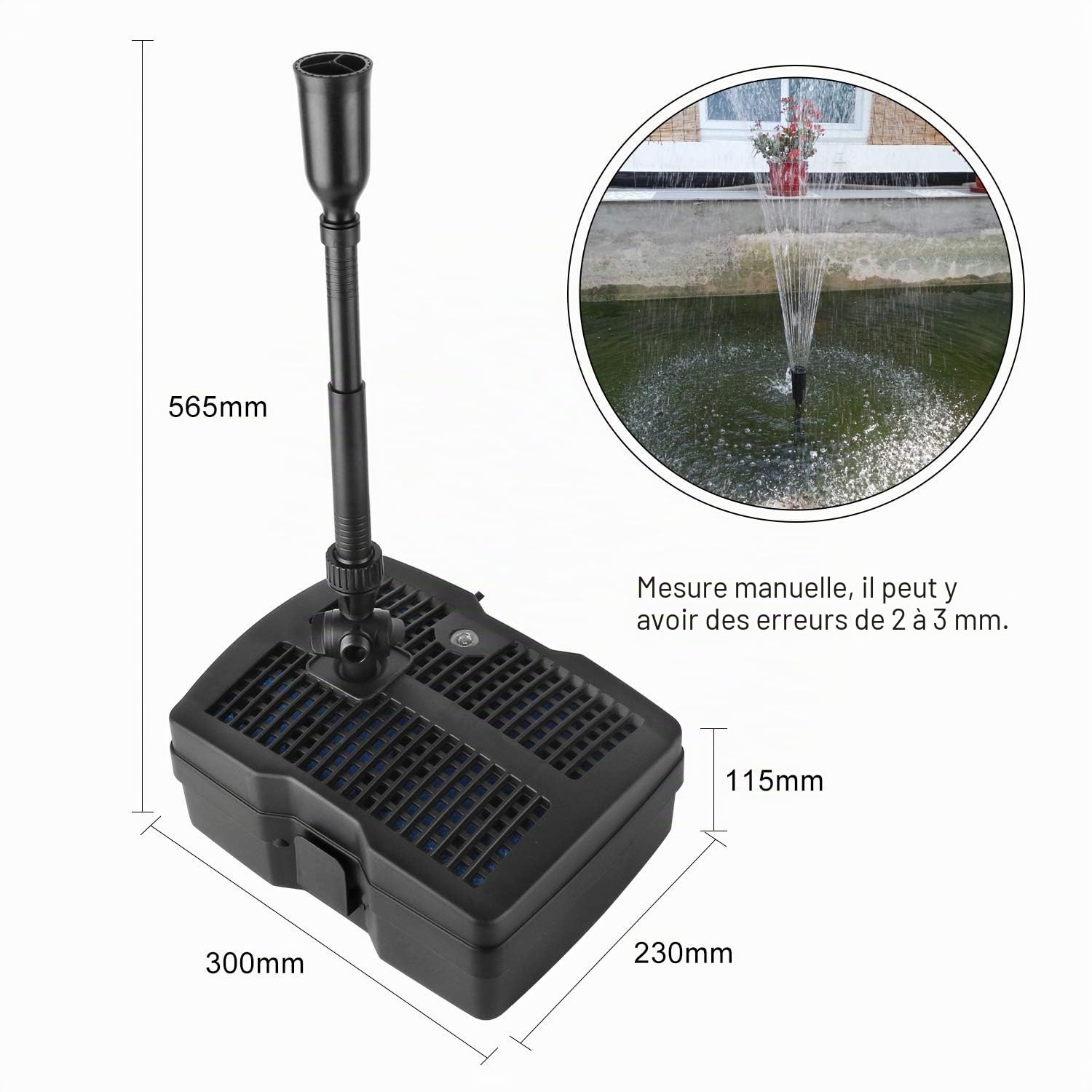 Forever Speed Pompe de Bassin 4 en 1 1000 l/h Filtre UV 9 W 10 m