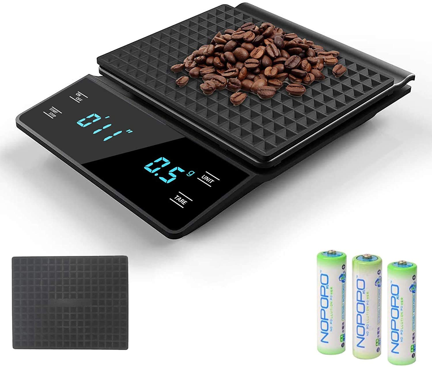 OBEST Electronic Drip Coffee Scales, Kitchen Roasting Electronic Scales with Timer Hand-Made Coffee Scales 0.1g High-Precision Food Scales