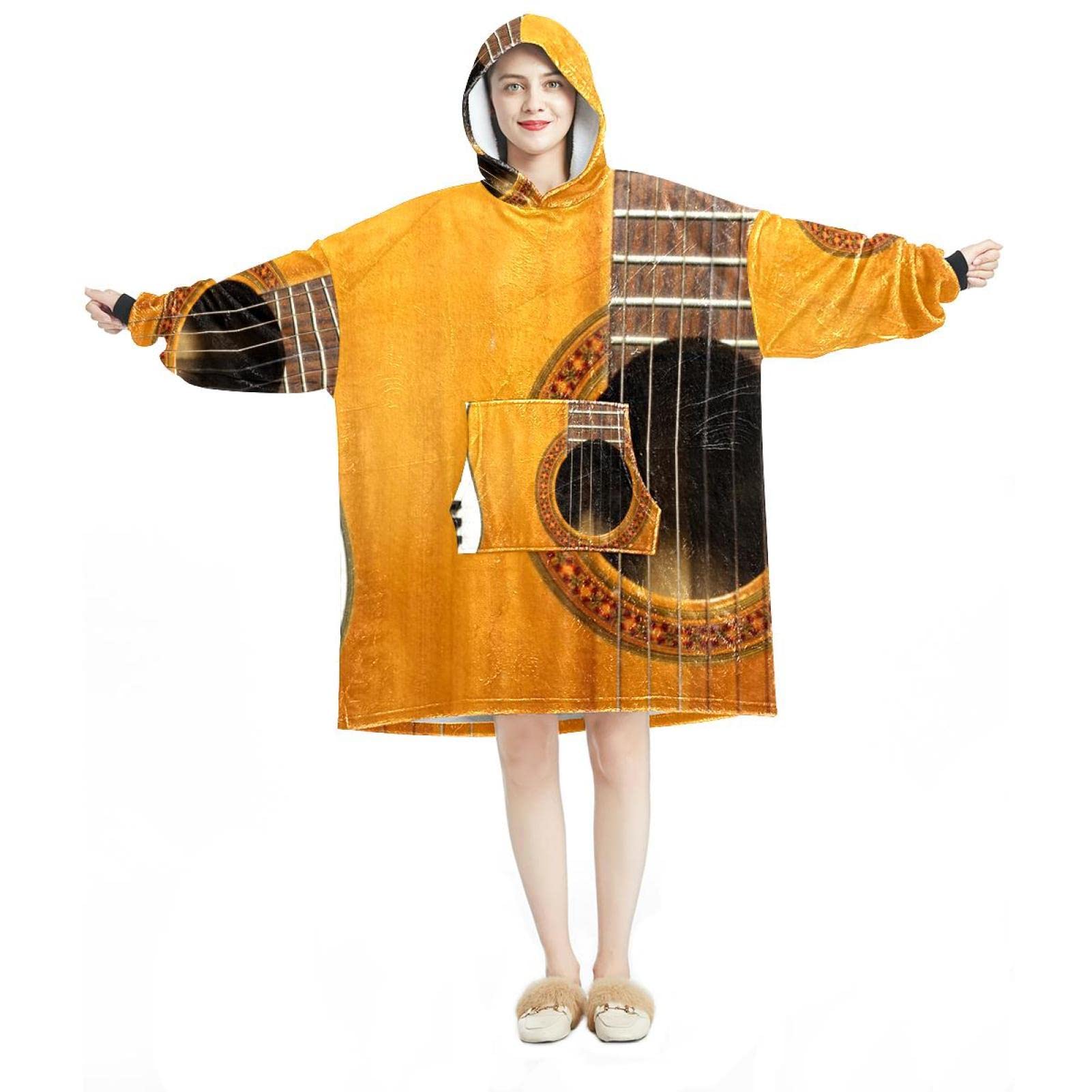 Felpa con cappuccio indossabile,Musica della tastiera della chitarra,Felpa con cappuccio oversize, Multicolore, taglia unica