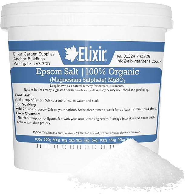 Elixir Gardens Organic Epsom Bath Salts | 10KG Bucket/TUB | Magnesium Sulphate