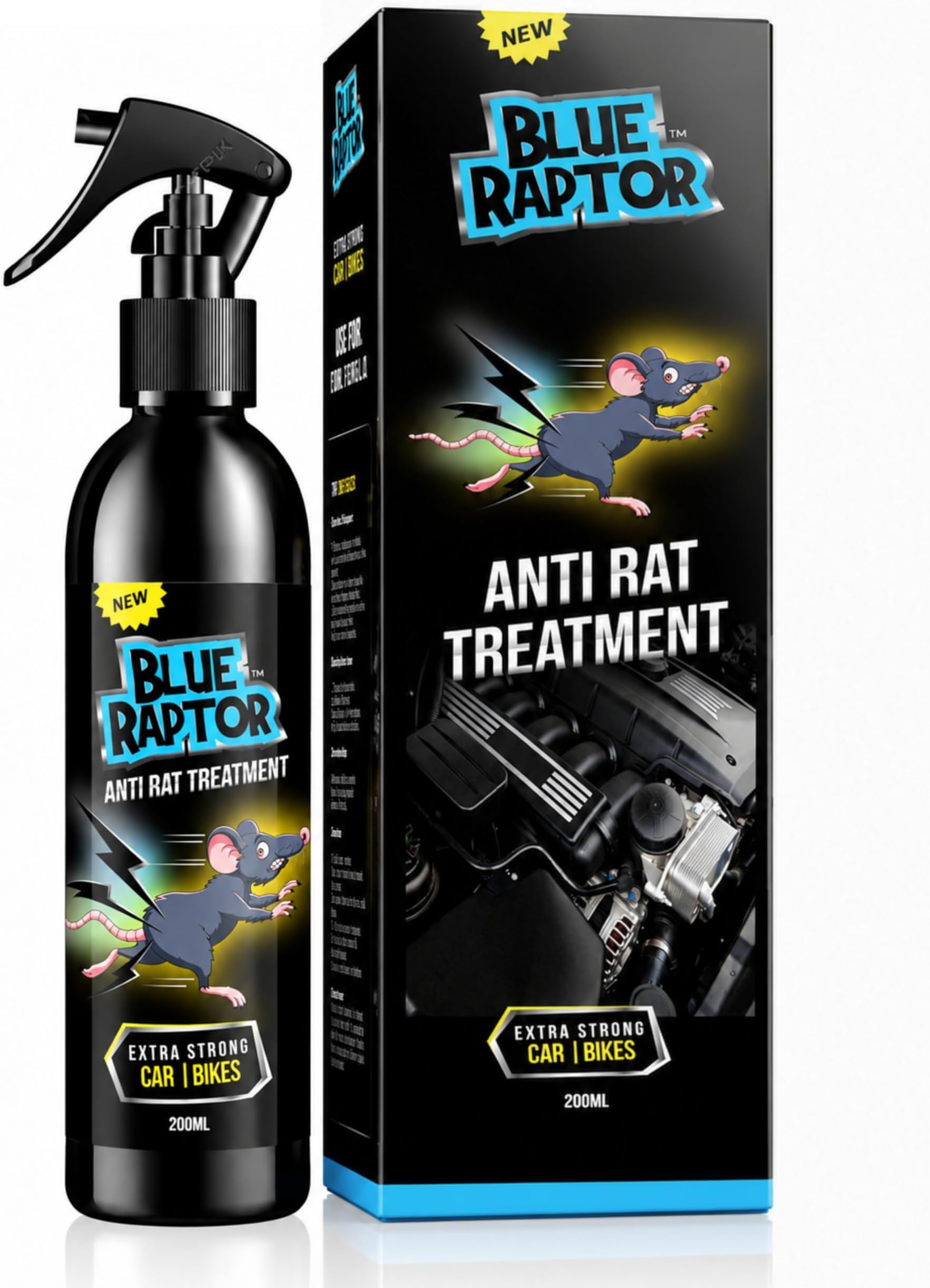 Shadow Securitronics Blue Raptor No Entry Rat Repellent Car Spray Highly Effective Easy to use, Odour Free Rodent Repellent Spray for Cars (Pack of 1-200ml - FORMULATION 3X
