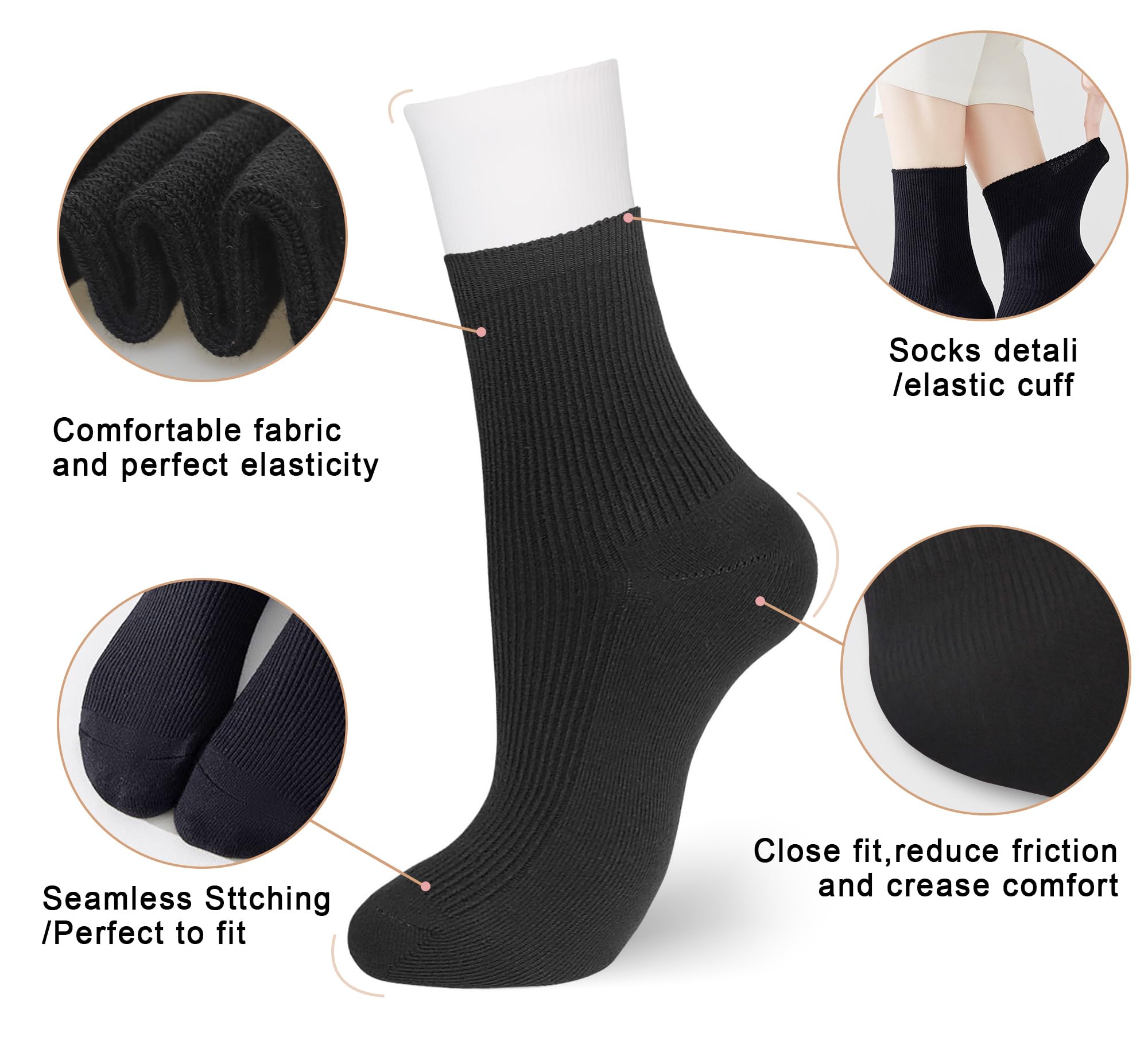 Calcetines de algodón para mujer, finos, informales, atléticos, estéticos, para mujer, calcetines acanalados para el tobillo
