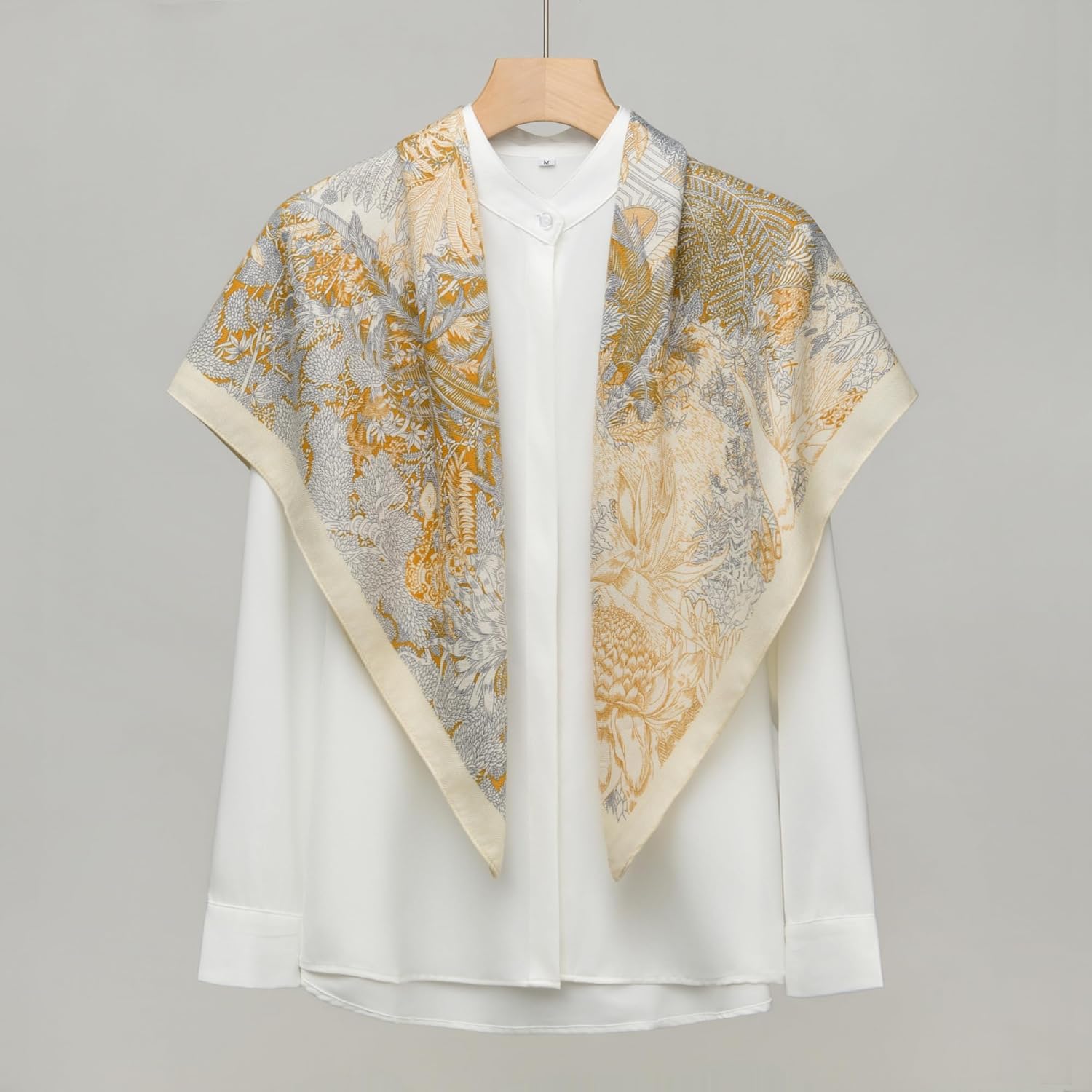 Wool Feel Square Scarf Wrap - Featherlight & Wrinkle-Free, 35"x35" Shawl for Travel & Office. Ready-to-Gift. - Image 8