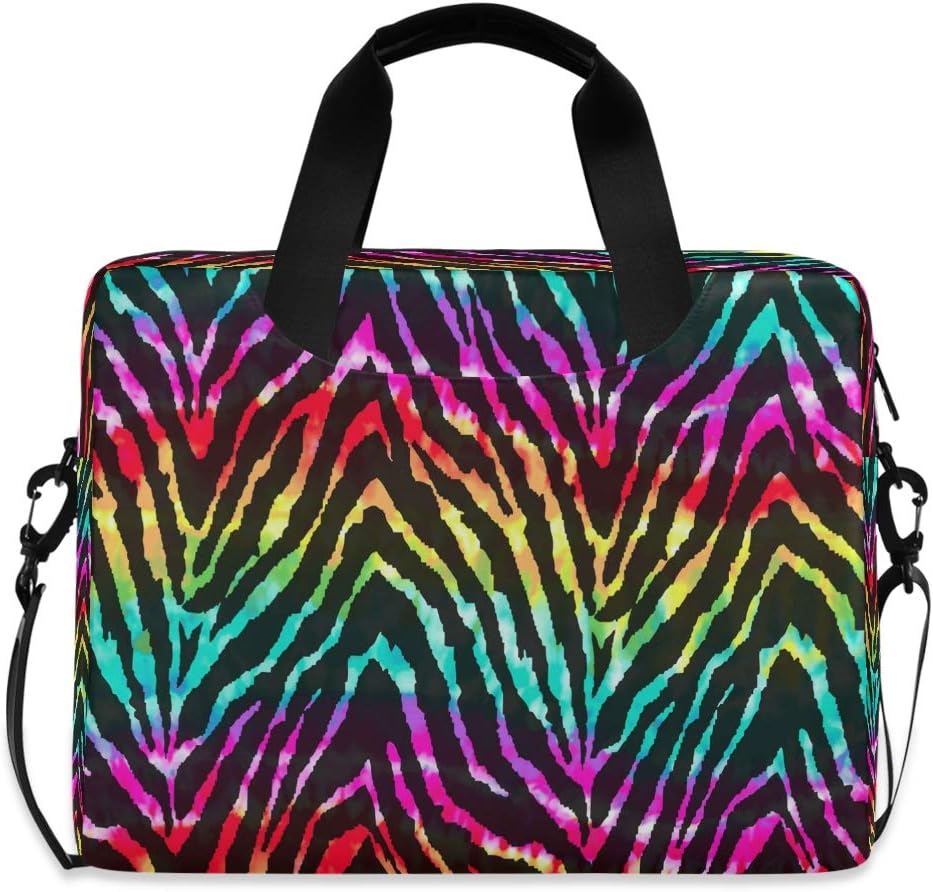 Laptop Bag Animal Zebra Print Rainbow Laptop Sleeves Case for 13 14 15.6 Inch Computer Tablet Briefcases Carrying Case Shoulder Bag for Work
