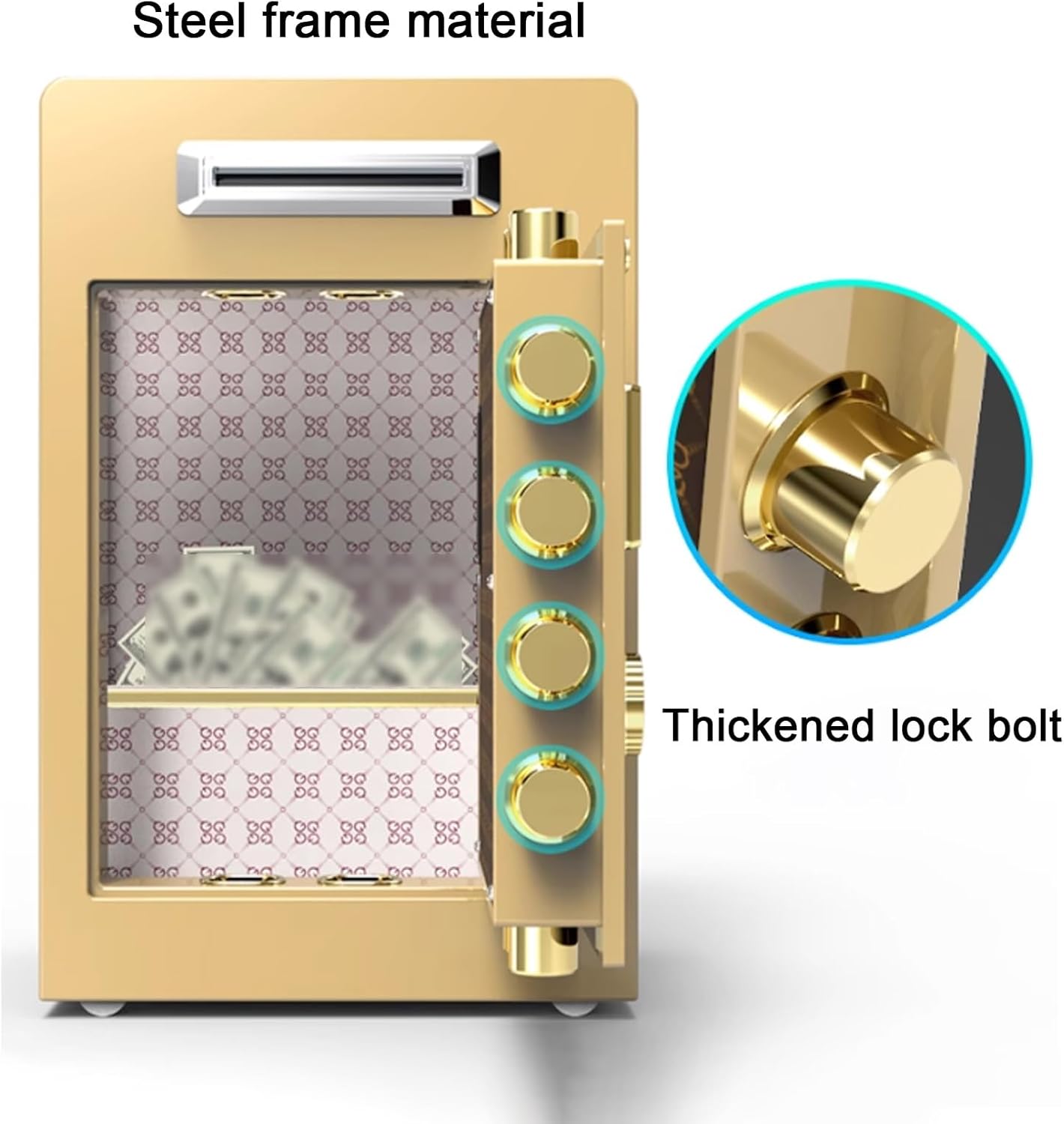鍵付き小型金庫 デジタルキーパッド 指紋認識セキュリティボックス、コインスロット 盗難警報付き 自宅 ビジネス オフィス ホテル お  指紋認証金庫、現金保管庫、 鍵付きボックス セーフティボックス 自宅 オフィス お金 パスポート 現金