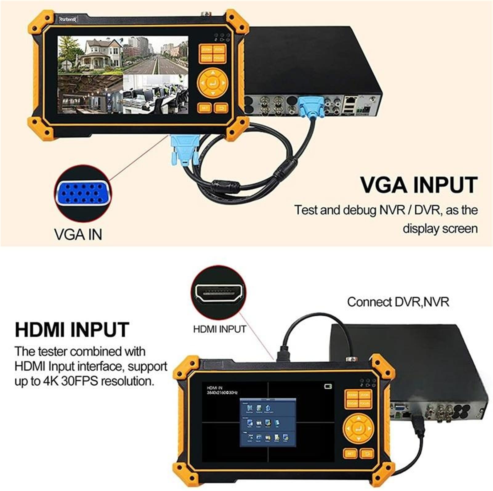 Tester per analizzatori CCTV Tester di videosorveglianza coassiale Engineering Treasure HD-3100C da 5 pollici con ingressi HDMI e VGA tracciamento cavi digitali con touch screen/display LCD