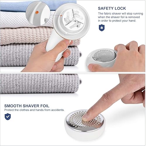 Miniatura 6 de Afeitadora de tela LtYioe recargable por USB, removedor de pelusa de tela con 2 cuchillas y cepillo limpio, funciona con pilas, diseño de mango