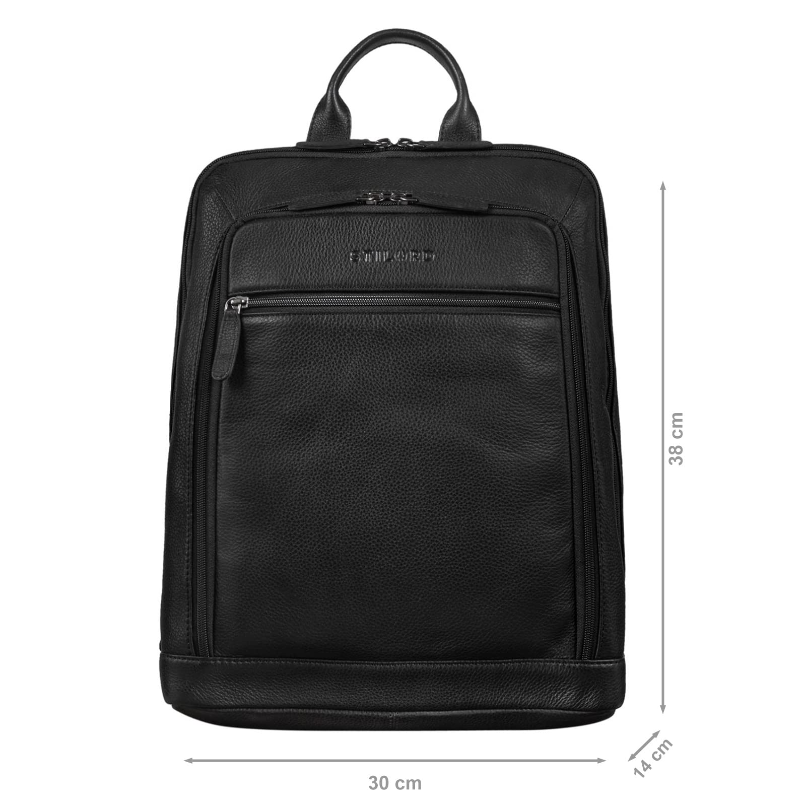 STILORD "Watson" Laptop Plecak skórzany 15,6 cala Plecak firmowy skórzany męski XL do szerokości teczki DIN A4 Plecak dzienny zabytkowy skórzany prawdziwy Kolor:czarny obsydian