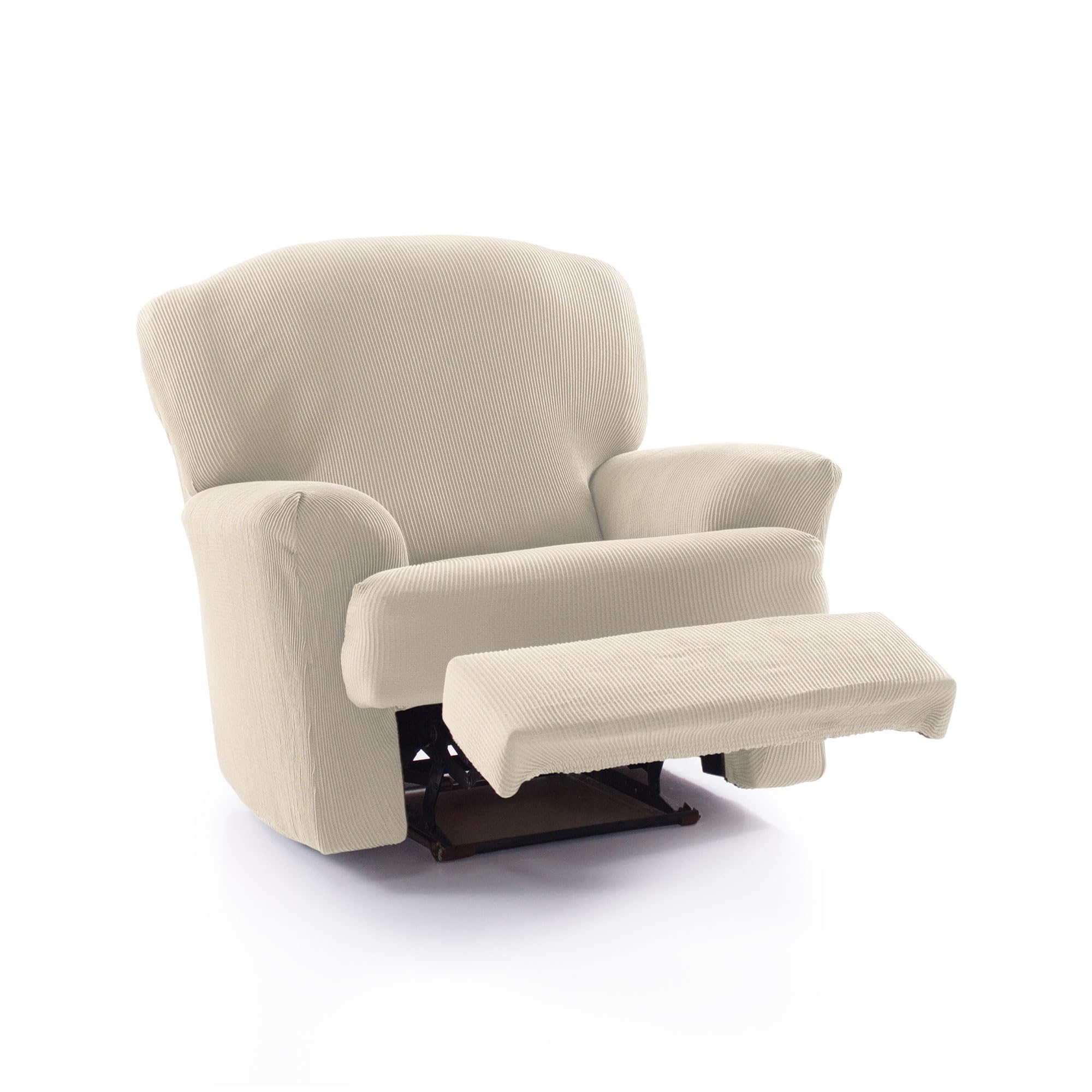 Faverti Funda Sillón Relax Abatible - Funda Elástica para Sillón Reclinable Pies Separados - Protector Calidad Tacto algodón | Modelo Real | Funda Ajustable Sillón Relax Universal Color Beige