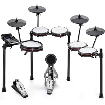 alesis nitro max kit 10-piece electronic drum kit with quiet mesh pads 10 inch dual zone snare bluetooth 440 + sounds drumeo usb midi kick pedal