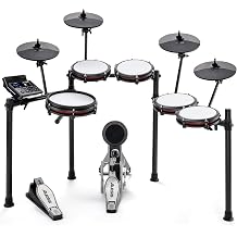 Alesis Nitro Max Kit Elektronik Davul Seti, Sessiz Mesh Ped, 10 İn&ccedil; &Ccedil;ift B&ouml;lgeli Trampet, Bluetooth, Drumeo, USB MIDI, Tekme Pedalı, Davulcu Kulaklığı ile