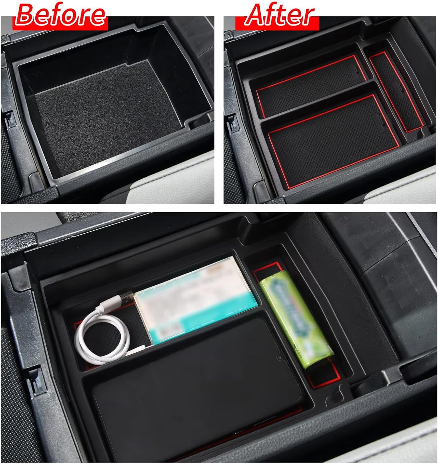 Fit for Toyota Bz4x 2022-2025, Car Center Console Storage Box, ABS Insert Car Center Console Armrest Box Organizer, Black
